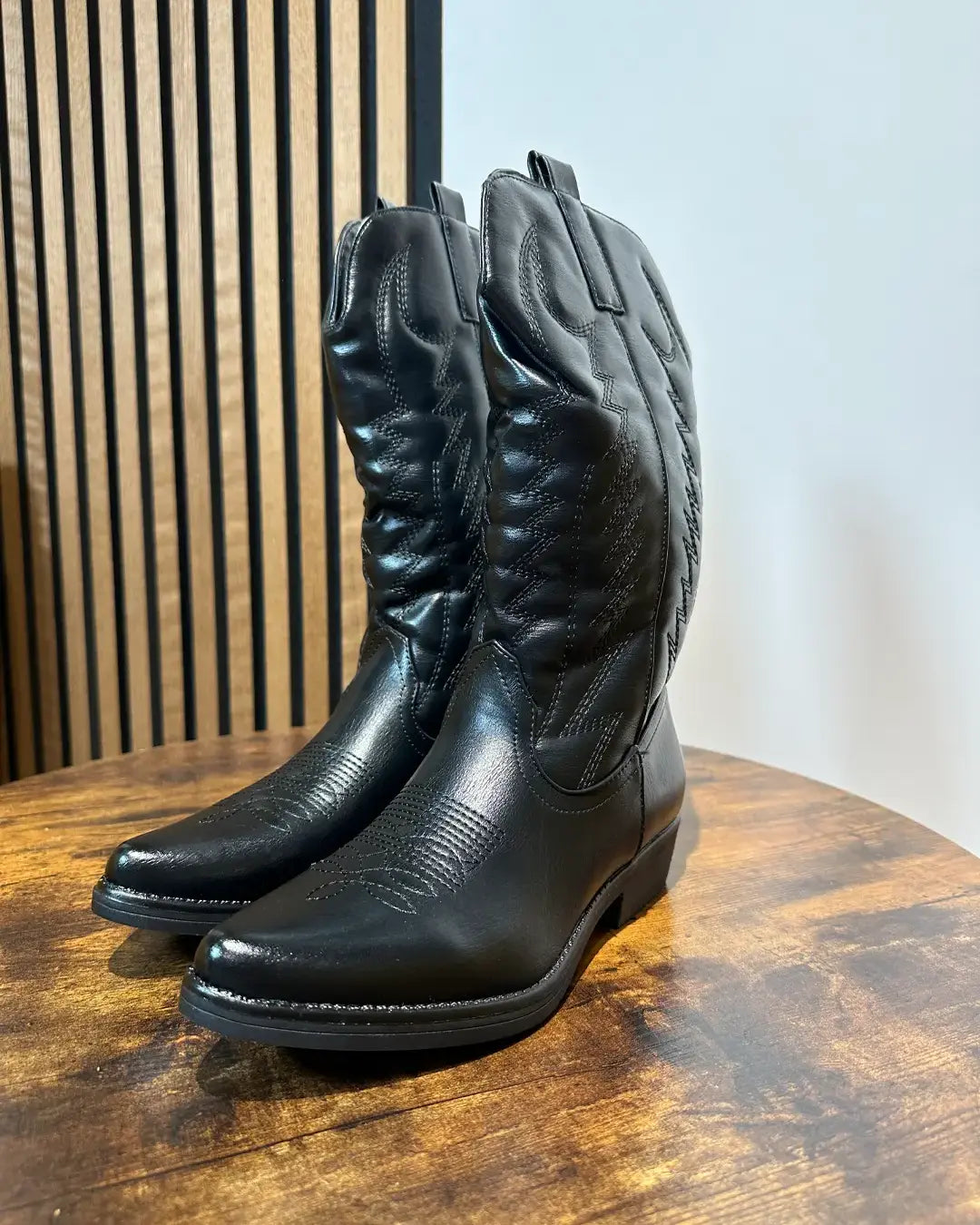 Houston - Stivale Texano Lucido Nero